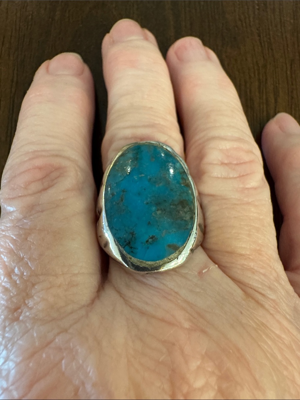 Sterling Silver Turquoise Statement Ring - Blue